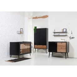 TWF Ledikant 60x120 - Commode - Hanglegkast 2-deurs Retro Black><noscript><img width=