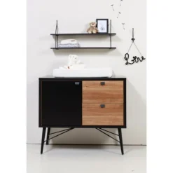 TWF Ledikant 60x120 - Commode - Hanglegkast 2-deurs Retro Black><noscript><img width=