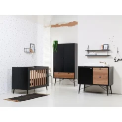 TWF Ledikant 60x120 - Commode - Hanglegkast 2-deurs Retro Black><noscript><img width=