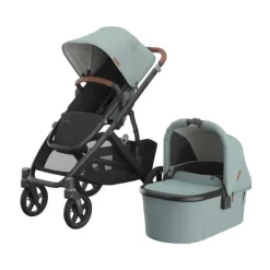 UPPAbaby Kinderwagen 2-in-1 Vista V3 Dillan Stone Blue Met Carbon Frame En Sand Leather><noscript><img width=
