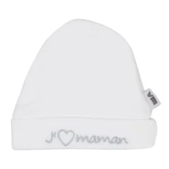 VIB Babymuts Rond - J'adore Maman - Wit/Grijs> Mutsjes
