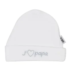 VIB Babymuts Rond - J'adore Papa - Wit/Grijs> Mutsjes